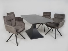 Zestaw stół Obsydian i 4 krzesła Torino (grey lub black)