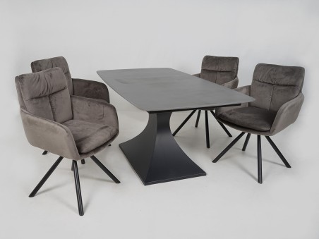 Zestaw stół Obsydian i 4 krzesła Torino (grey lub black)