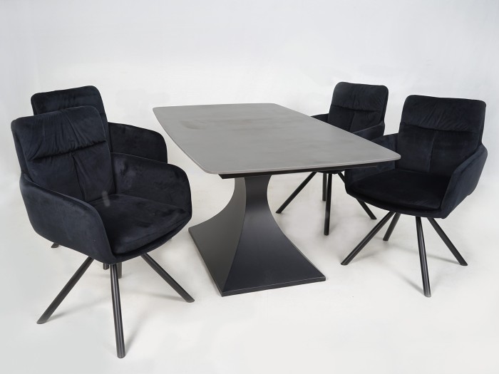 Zestaw stół Obsydian i 4 krzesła Torino (grey lub black)