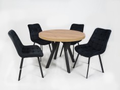 Zestaw stół Korzen Czasu i 4 Velvet Chic (green, blue, grey lub black)