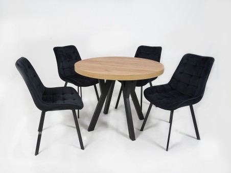 Zestaw stół Korzen Czasu i 4 Velvet Chic (green, blue, grey lub black)